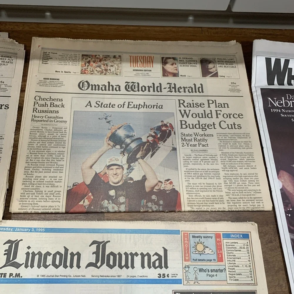 Rare Vintage 1994 Nebraska Football National Championship Lincoln Journal Star